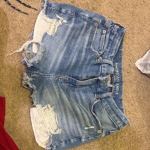 American Eagle Outfitters Light Blue Ripped Jean Shorts